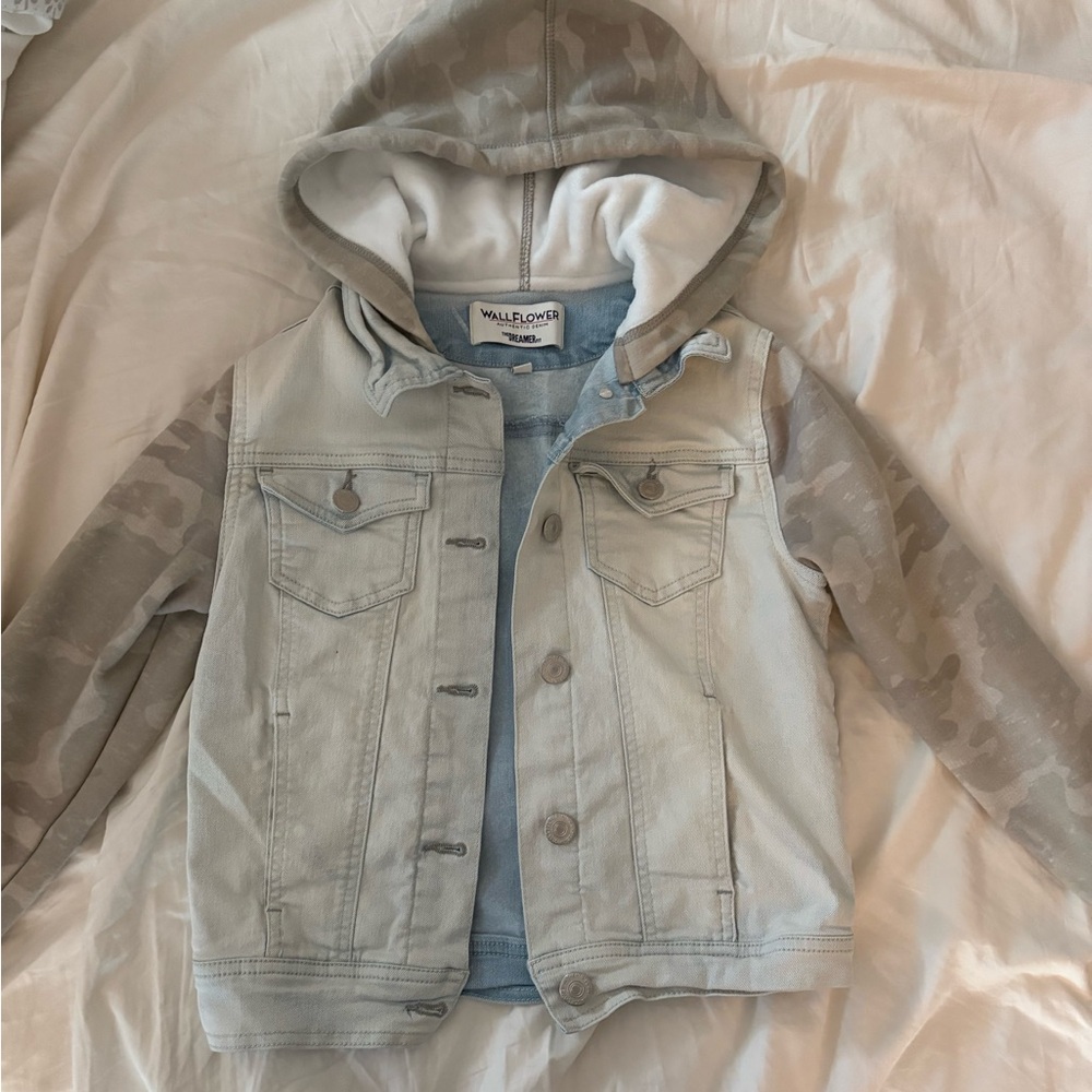 Camo and Denim Jean Jacket with Hoodie